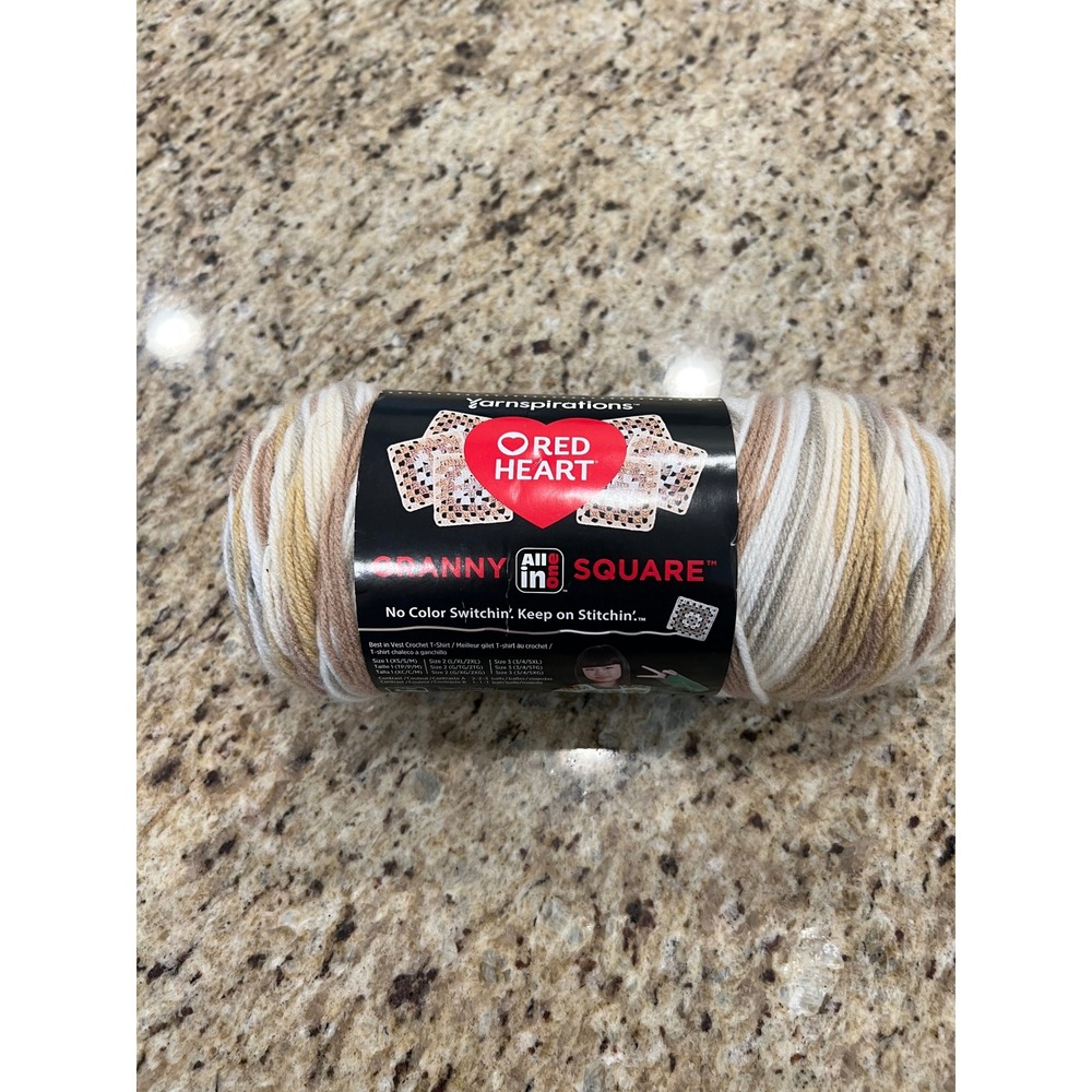 Red Heart All in One Granny Square Yarn Aran Cream 8.8oz 417yds Acrylic 4 Medium